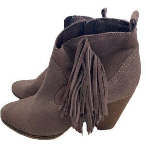 Steve Madden FRINGE WESTERN HEEL ANKLE BOOT BOOTS COGNAC BROWN SUEDE WOMENS 7